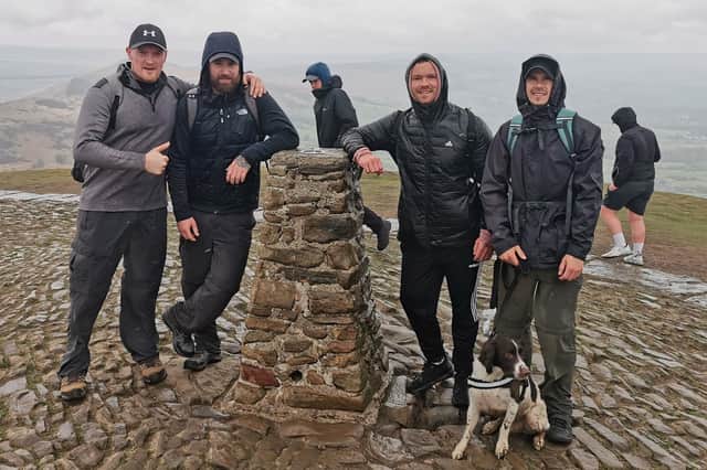 Jamie Lynch (second left) and mates (from left) Ross Johnson, Craig Page and Richard Sims, who are all to walk 40 miles in one day to raise money for the Forever Stars charity.