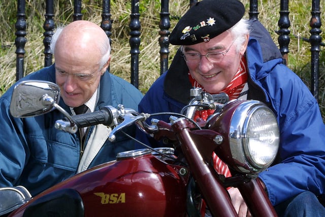 Fifties enthusiasts and vintage car experts Dennis Hodgson of Sheffield and Barry Tomlinson of Belper cast their critical eye over this 1955 BSA 250 at Crich Tramway Museum pictured back in 2006
