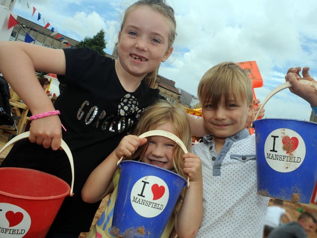 Evan and Evie Reid with their friend Madison Brunt love the beach on Mansfield Market Place