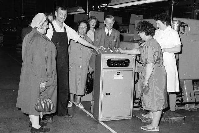 An opening evening in 1964 at the factory.