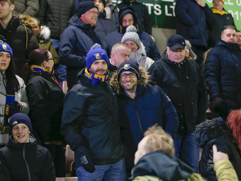 Mansfield Town fans at Northampton Town last night.