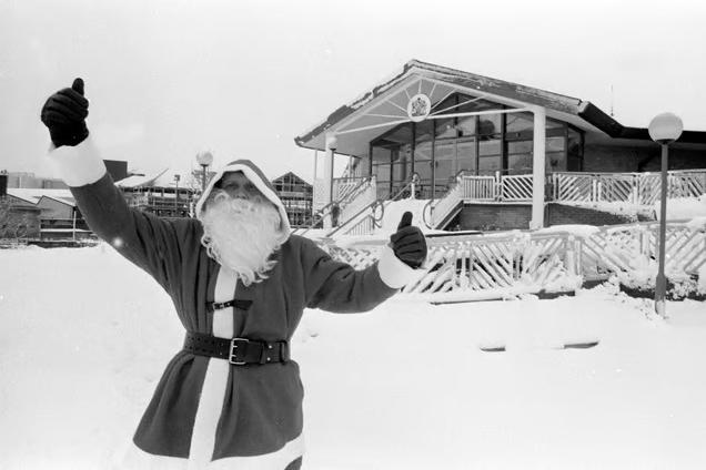 Santa Claus felt quite at home with snow and ice covering Water Meadows.