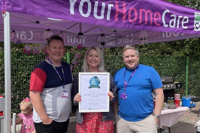 Proudly displaying Your Home Care's top 20 award are co-founders and directors Scott Marsh (left) and Paul Pitchford, and registered care manager Denise Pitts. (PHOTO: Submitted)