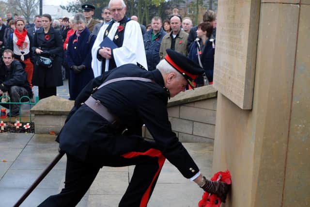 Col Roger Merryweather, Deputy Lord Lieutenant of Nottinghamshire, pictured laying a wreath, will be one of the dignitaries at this Sunday's parade and service in Mansfield.
