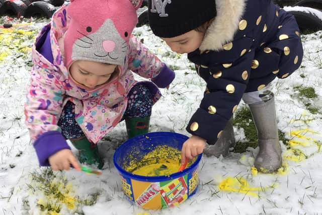 Children at Cherubs Edwinstowe painted the snow for LGBT+ history month