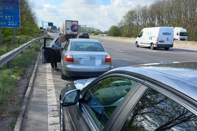 Police caught up with the driver at Tibshelf services. Image: Derbyshire RPU.