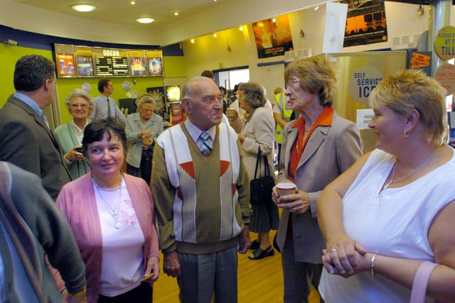 Lord Mason chats to film goers in the foyer at The Odeon, Barnsley in 2005 after a free showing for pensioners