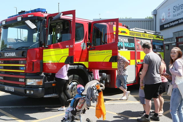 Visitors looking over the fire engine.