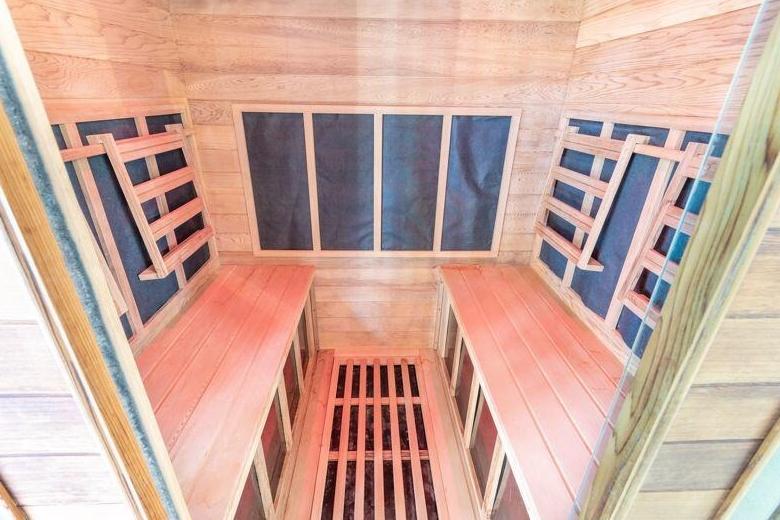 As part of the amazing leisure facilities at the £1 million house is this built-in sauna.