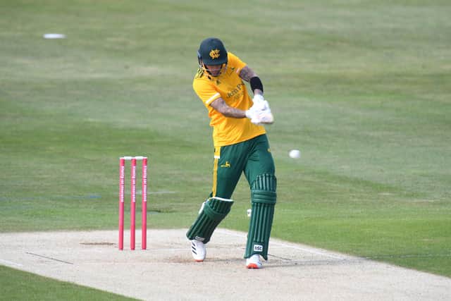 Alex Hales was unbeaten on 101 off 66 balls in Notts Outlaws’ win over Lancashire. (Photo by Tony Marshall/Getty Images)