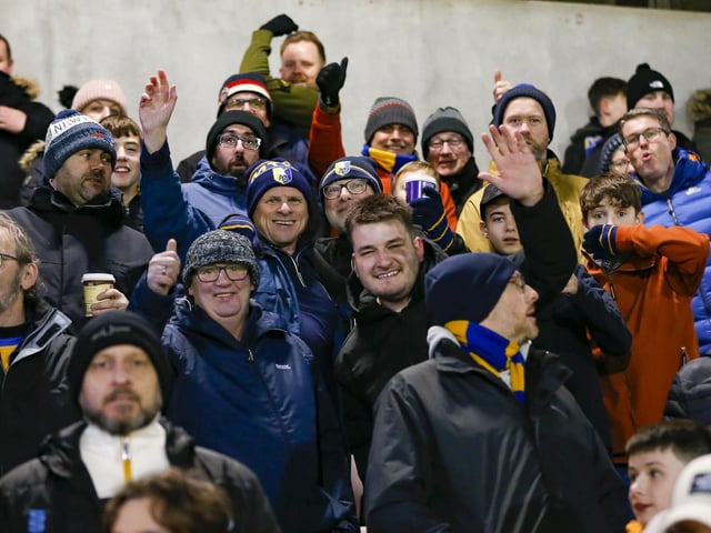 Mansfield Town fans at Northampton Town last night.