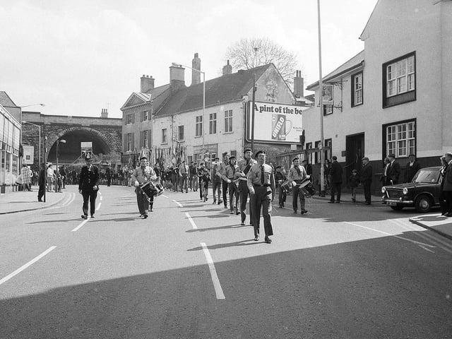 Mansfield Scouts on parade in 1973,