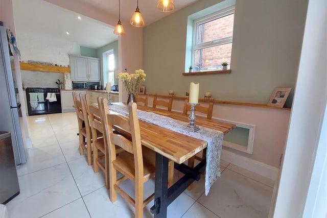 We start our tour of the West Hill Avenue property with this dining area, which is part of the open-plan kitchen. Ideal for family meals.