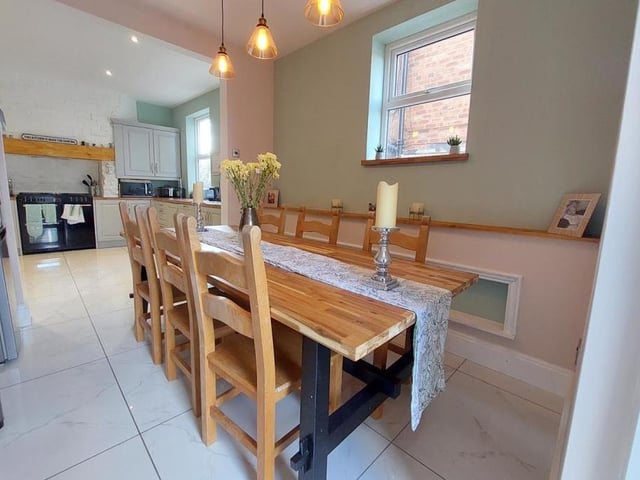 We start our tour of the West Hill Avenue property with this dining area, which is part of the open-plan kitchen. Ideal for family meals.