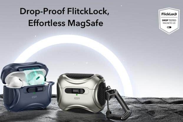 Two groundbreaking products: The Cyber FlickLock Case for AirPods and the Innovative Waterproof Pouch for iPhone.