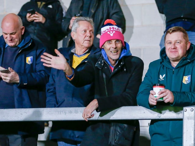 Some of the Mansfield Town fans who headed to Burton for the EFL Trophy defeat.