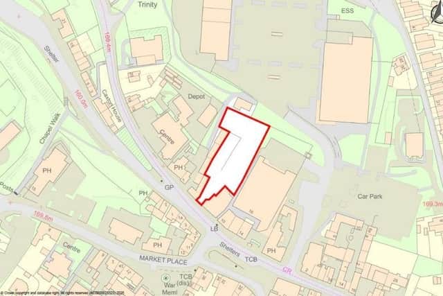 Brownfield land earmarked for new flats near Market Place, Bolsover