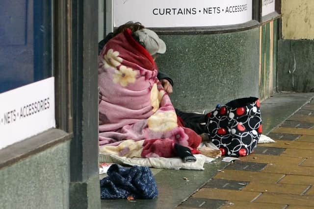 A homeless person in Mansfield