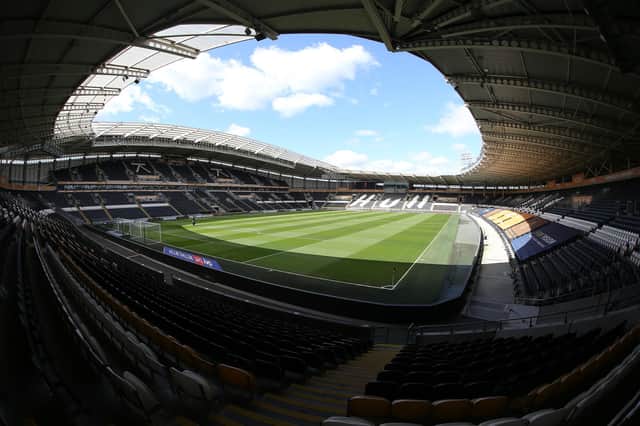HULL, ENGLAND - APRIL 05: A general view of KCOM Stadium prior to  the Sky Bet League One match between Hull City and Northampton Town at KCOM Stadium on April 05, 2021 in Hull, England. (Photo by Pete Norton/Getty Images)