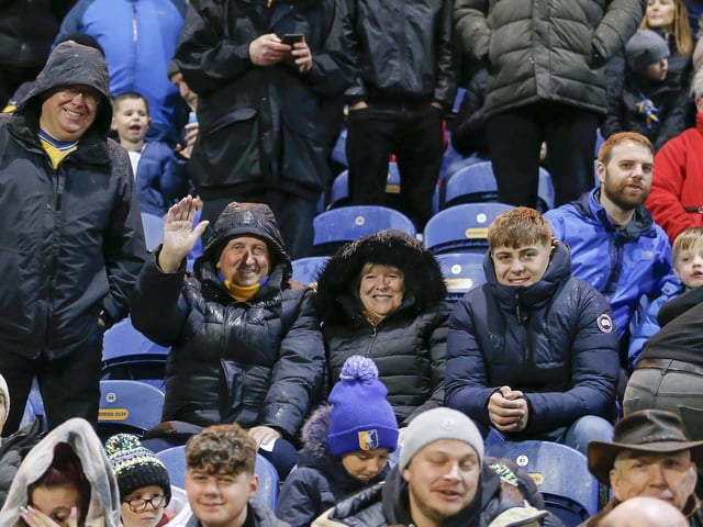 Stags fans at the Emirates FA Cup match against Wrexham AFC at The One Call Stadium, 04 Nov 2023Photo credit : Chris & Jeanette Holloway / The Bigger Picture.media:Mansfield Town fans before the defeat to Wrexham.