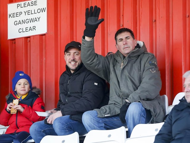 Mansfield Town fans at the Lamex Stadium for the match against Stevenage.
