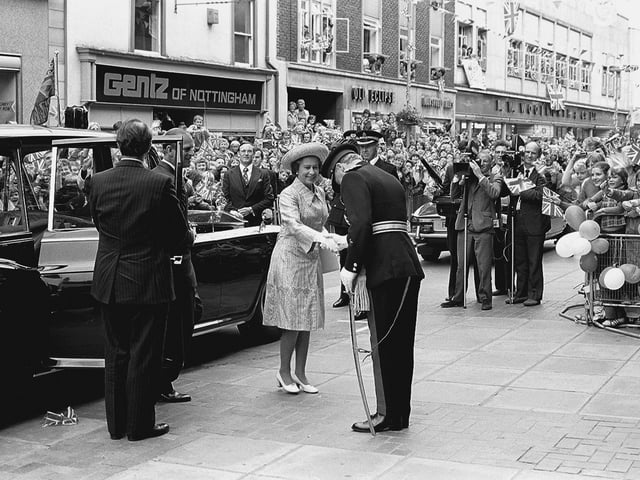 Queen Elizabeth visits Mansfield, Silver Jubilee visit 1977.