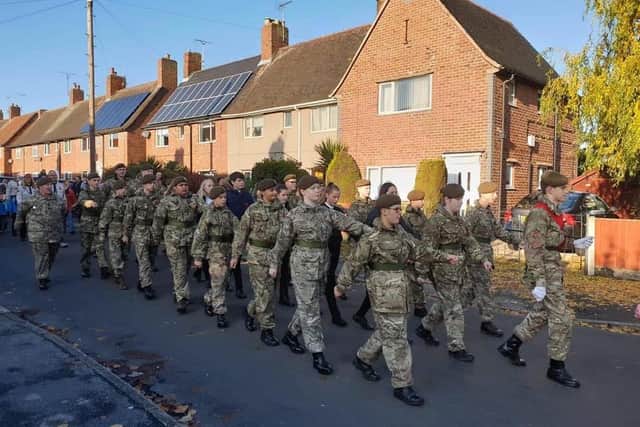 Members of the Army Cadet Force detachment in Clipstone on parade.