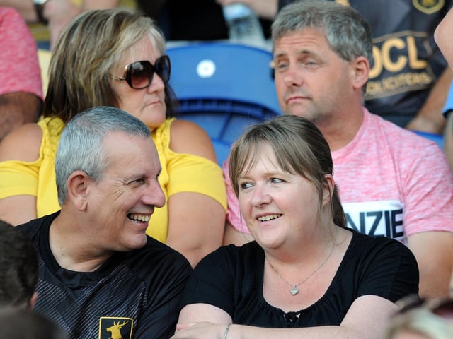 Mansfield Town fans watch the 2-1 win over Sheffield Wednesday on 24 July 2018.