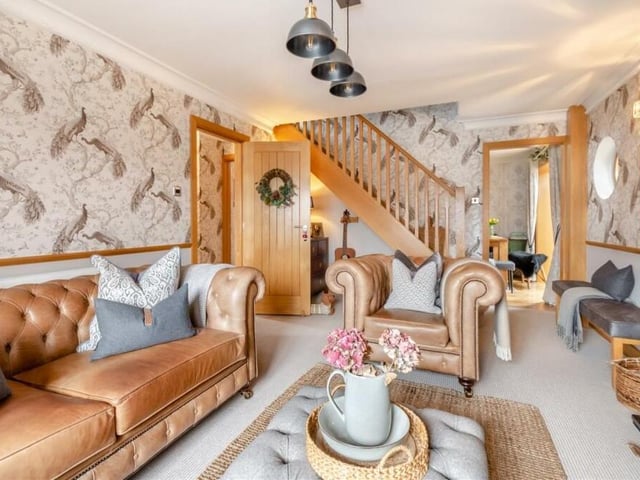 A second shot of the lounge, which underlines the exceptionally high standard of the fixtures and fittings at the property. From this room, you can also climb the stairs to the first floor.