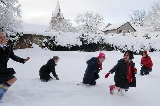 Pupils from Saville House School in Mansfield Woodhouse playing in the snow in December 2010.
