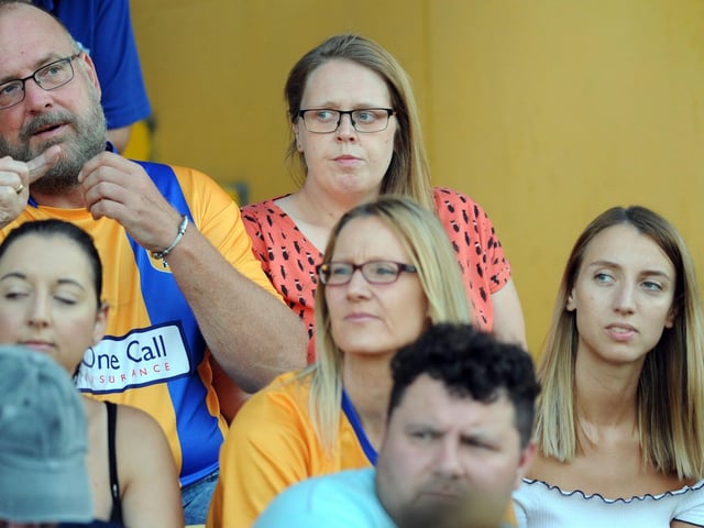 Mansfield Town fans watch the 2-1 win over Sheffield Wednesday on 24 July 2018.