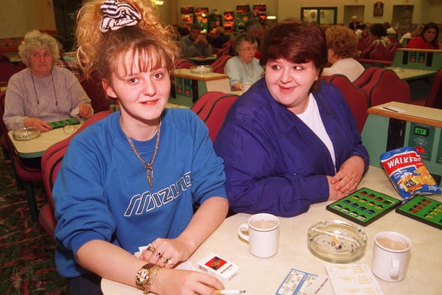 Carley McCoy and Jackie Aitken at the  Vardon Bingo Hall, Kilner Way, Sheffield 1997