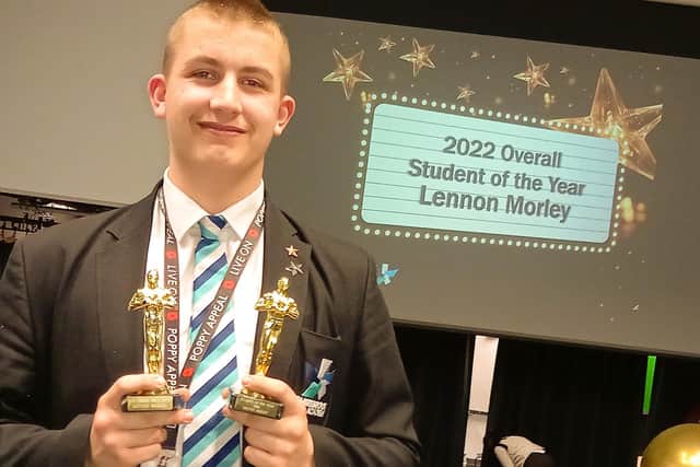 Lennon Morley, 15, was crowned Overall Student of the Year in Shirebrook Academy’s ACET Oscars event, which rewards students for their hard work, academic prowess and contribution to school life