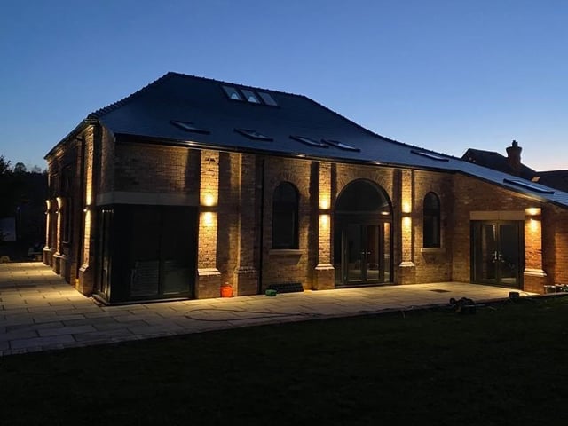 This how the £1 million property looks at night. Lit, some might say.