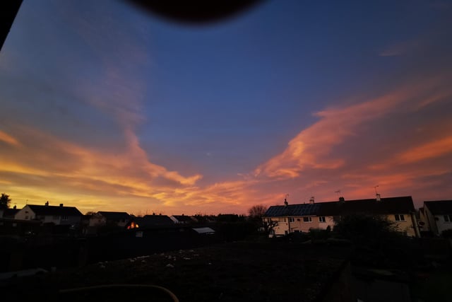 ​A superb shot of the colours in the sky above Worksop, taken by 16-year-old Leighton Hopkinson.