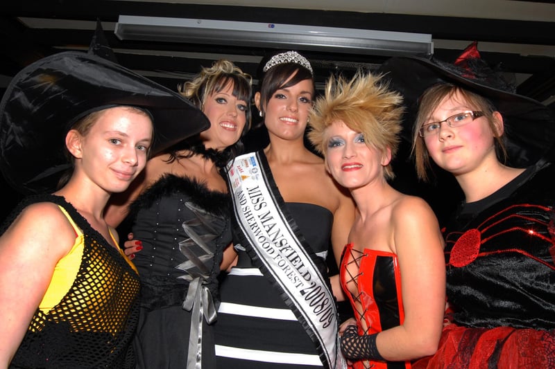 Miss Mansfield and Sherwood Forest, Jane Hatfield, centre, pictured at the Hallowe'en Ball held at The Intake to raise money for Children's Brain Tumour Research. Also pictured  are Jodi Payne, Tracey Crosby, Melanie Wigley and Alicia Wilkinson.