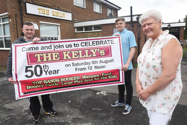 Landlady of The Kelly pub in Hebburn, Brenda Hallowell hosted a 50 year anniversary band festival with the help of staff, Callum Carney and customer, Kevin Merrifield. Remember this from 2015?