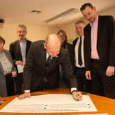 NGO leaders at the conference signing the Sherwood Accord. Photo: Philip Formby