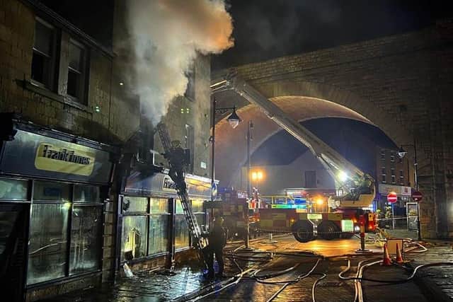 Firefighters spent the night dealing the fire at the Frank Innes offices on Market Street