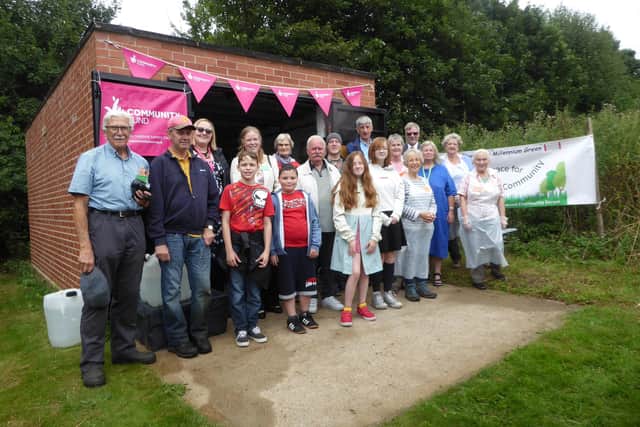 Mansfield Woodhouse Millennium Green Trust volunteers and trustees with Nottinghamshire County Council Vice-Chairman, Coun Roger Jackson, fourth right, and Coun Anne Callaghan, Mansfield North ward member, third right, at the official launch event
