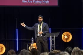 Educating Yorkshire star Musharaf Asghar spoke to Flying High Partnership staff about his journey through school. Photo: Lou Brimble