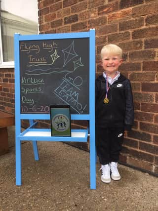 A winning smile from George Whitten, who attends Leamington Primary and Nursery School in Sutton in Ashfield.