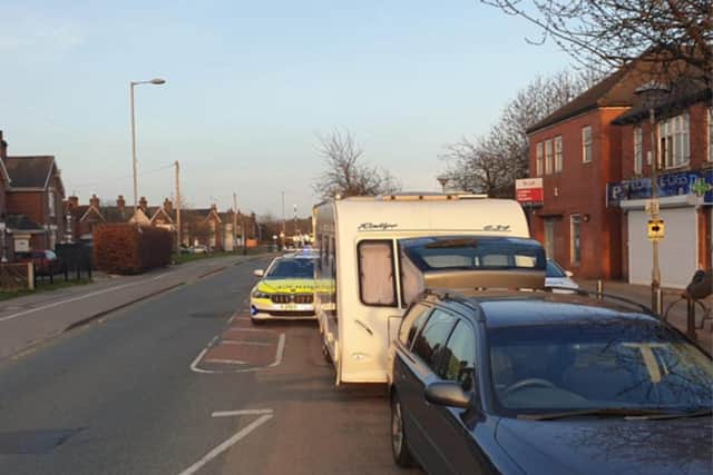 Officers became suspicious of driver in a car towing a caravan in the Forest Road area of Ollerton.