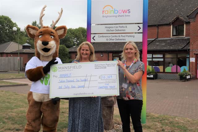 Mansfield Building Society’s Charitable Trust has donated more than £16,000 to Rainbows Hospice for Children and Young People