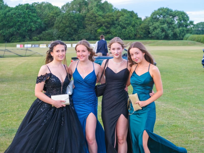 Libby Ward, Bethany Lord, Isabelle Smith and Madeleine Burns at The Brunts Academy Year 11 Prom at The John Fretwell Complex in Mansfield on June 27.
