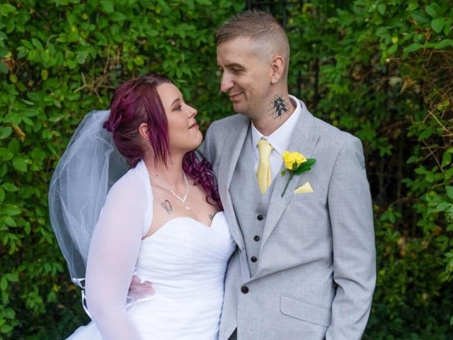 Naomi and Dave married on 30.10.20. She said: 'We will still have our big reception once lockdown has completed ended and everyone is able to come out and be together with out any worries of someone falling ill. We got married on our 6th anniversary and it perfect in every way.'