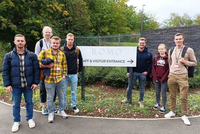 Exchange students at Romo factory in Kirkby-in-Ashfield.