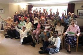 Residents and colleagues at the care home celebrating the result.