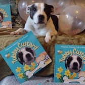Tubby Custard with copies of his own Michelle Camm's new book all about him. Photo: Submitted
