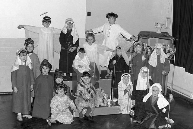 Kirkby shoolchildren enjoy performing a nativity play in 1970.